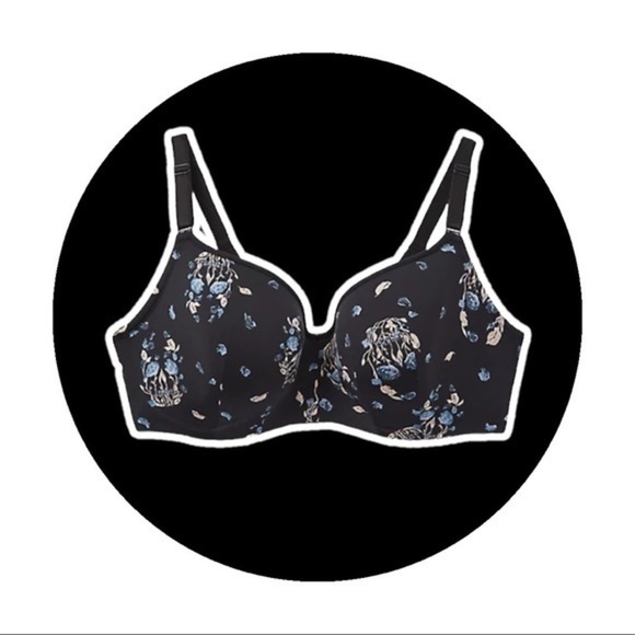 TORRID FULL COVERAGE BALCONETTE BRA - FLORAL SKULL BLACK W/360° BACK SMOOTHING - Picture 2 of 8